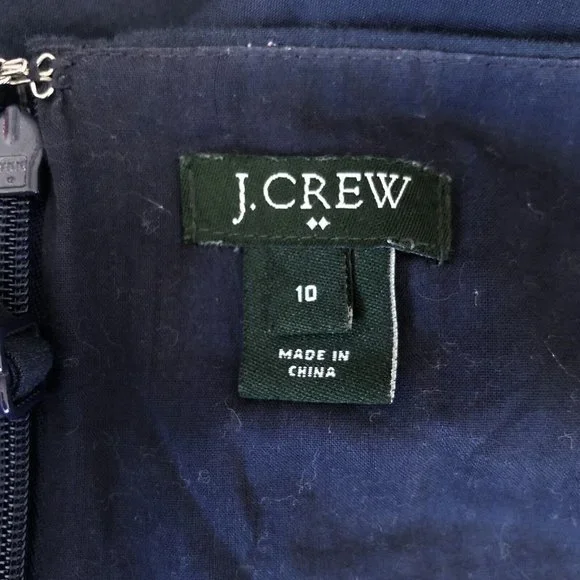 J. Crew Women's Cami Dress Size 10 Floral Embroidered Blue Lined Y2K Knee Length - Picture 3 of 9